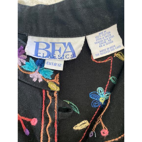 BFA Classics Colorful Embroidery Cotton Button Up Mandarin Collar Jacket Sz M - Picture 6 of 10